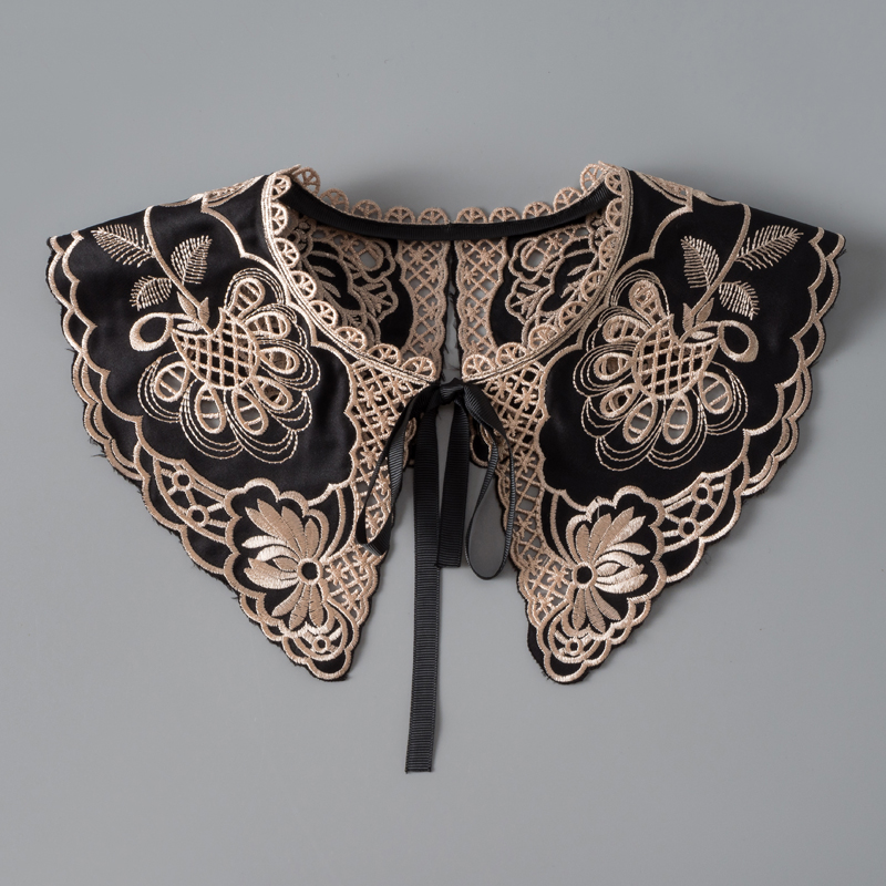 镂空蕾丝假领子女缎面系带假衣领