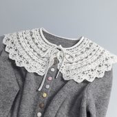 领先生秋冬毛线绣花小披肩假领子女韩版 百搭毛衣装 饰领减龄娃娃领