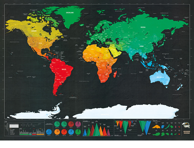 Scratch Map黑金刮刮地图世界旅游可刮地图刮刮金美国欧洲版