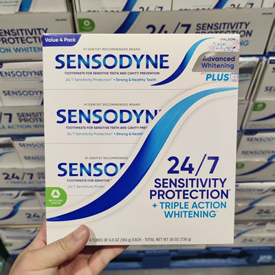 Costco开市客 SENSODYNE舒适达3重焕齿护敏抗敏牙膏184g*4支