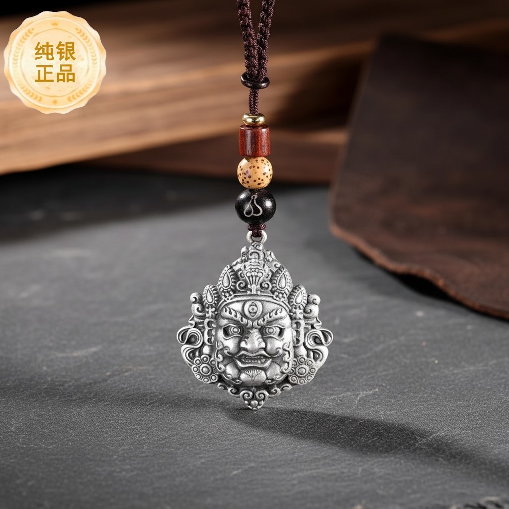 999足银黄财神吊坠汽车钥匙扣挂件纯银包手机挂饰情人节生日礼物