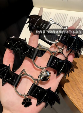 Lolita哥特恶魔翅膀猫爪吊坠皮革腿环带芒星亚文化大腿带普通金属