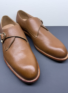 43#新款男鞋商务正装皮鞋头层擦色压花牛皮孟扣鞋皮底NB02