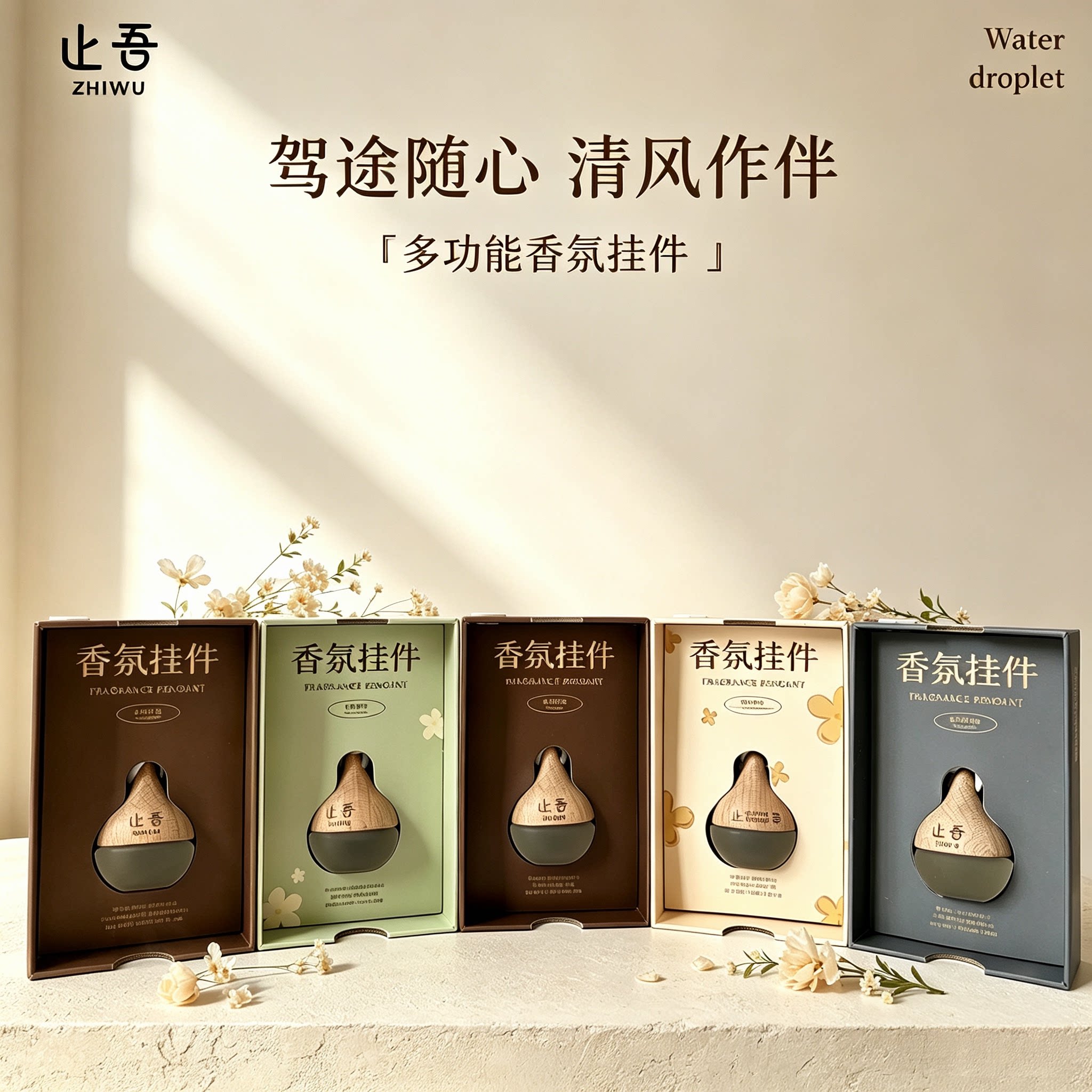 止吾水滴车载东来同款香氛挂件汽车后视镜香薰持久留香除异味香挂