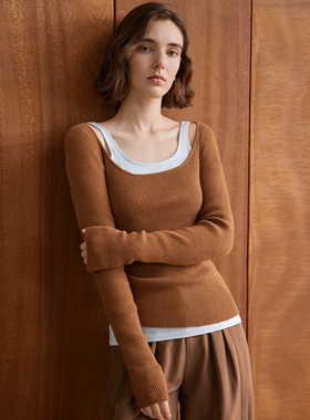 AEL原创设计感秋季长袖上衣女2025通勤风显瘦外穿内搭打底衫