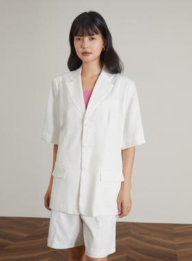 多件多折AEL法式职场套装2025新款女装夏季白色气质西服