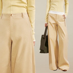 显瘦休闲阔腿裤 AEL原创棉宽松薄款 新款 女士2025秋季 灯芯绒弯刀裤