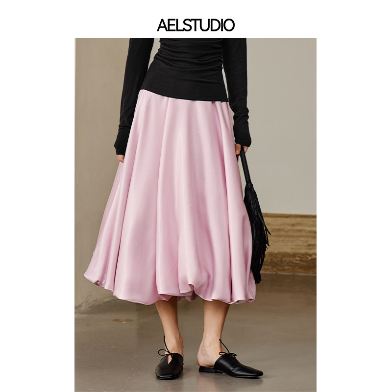 AEL原创法式白色a字半身裙女2025春季轻奢高端精致缎面蛋糕蓬蓬裙,女装/女士精品,半身裙,淘宝优惠券,粉丝福利购,淘宝优惠卷