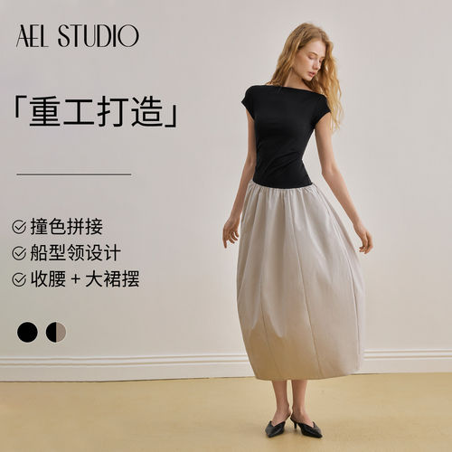 aelstudio法式气质花苞连衣裙女