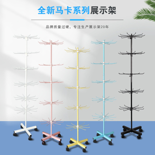 头首饰五彩绳展示架摆地摊挂袜帽灯笼架玩具架多层带轮彩色旋转架