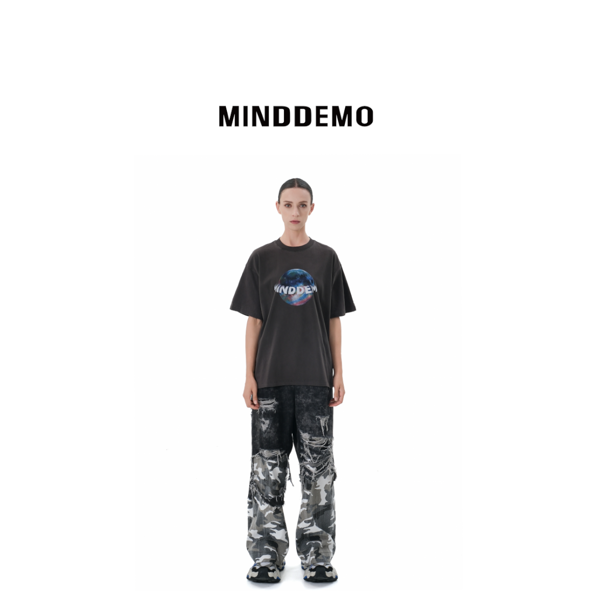 做旧MINDDEMO-Don'tjusttalk圆领