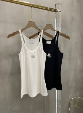 小众设计 23夏季 时髦辣妹百搭基础款 logo刺绣修身显瘦吊带背心