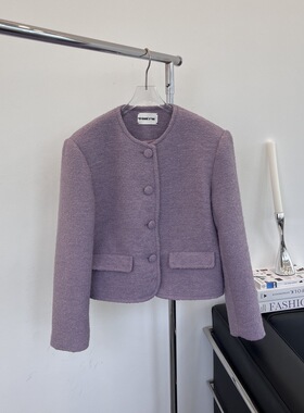 小众设计 25秋 温柔大方气质小香风 显白编织羊毛粗花呢短款外套