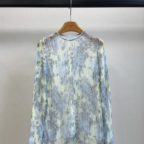 莫兰迪油画印花假两件针织上衣