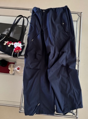 小众设计 24秋 美式y2k辣妹 抽绳系带十字扣宽松工装裤 男女同款