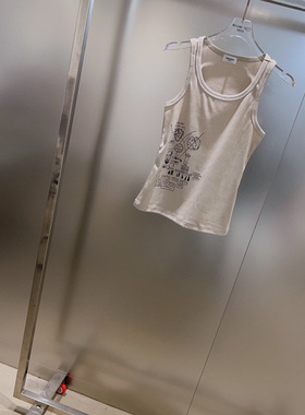 小众设计 23夏季 甜酷辣妹时髦 人像字母印花修身显瘦工字背心女