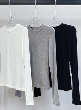 小众设计 24秋季 简约百搭基础时尚 叠穿弹力修身显瘦打底长袖T恤