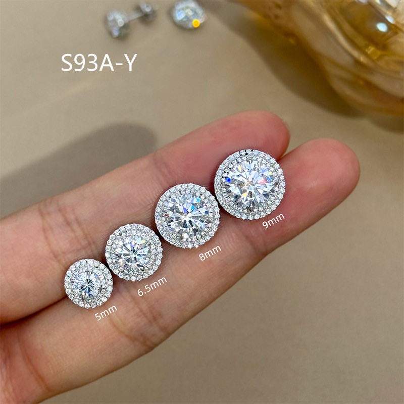 S925银D色VVS莫桑钻耳钉镀金
