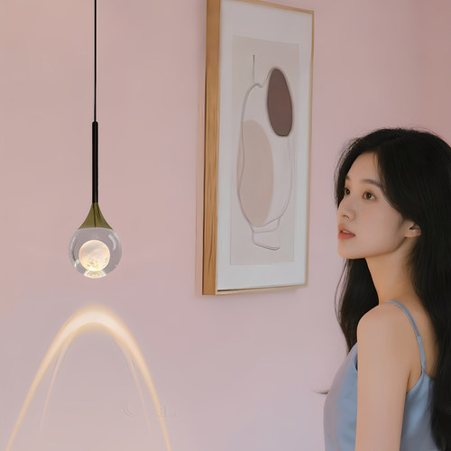 卧室床头小吊灯现轻奢背景墙橱窗灯餐厅吧台网红创意水晶吊线灯