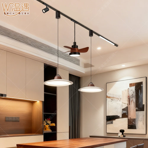 磁吸吊灯风扇灯可升降可移位轨道餐厅吊灯开放式厨房吧台岛台灯