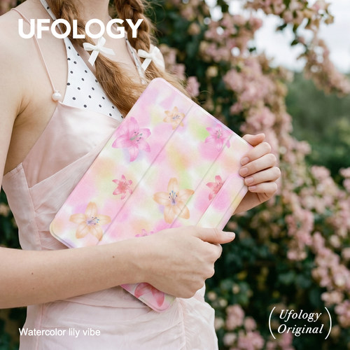 Ufology原创适用ipadair7保护壳pro11寸平板mini6/7保护套air4/5/6磁吸全包笔槽13寸苹果8/9/10/11代雾染百合