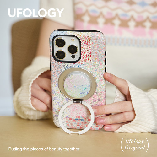 Ufology原创磁吸韩国进口适用iPhone16promax手机壳15pro苹果14碎花13全包17新款二合一菲林支点支架春天碎花