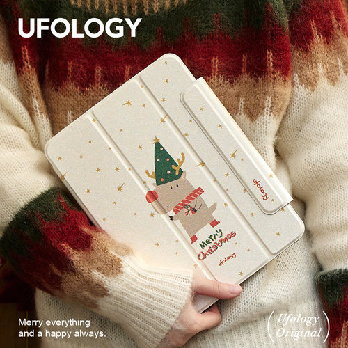 Ufology原创圣诞适用ipadair5保护壳pro11英寸套ipad9代10代mini6笔槽air4插画8代2020全包pro2021磁吸2022