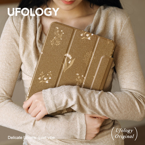 Ufology原创适用ipadair7保护壳pro11寸平板mini6/7保护套air4/5/6磁吸全包笔槽13寸苹果8/9/10/11代秋冬花朵