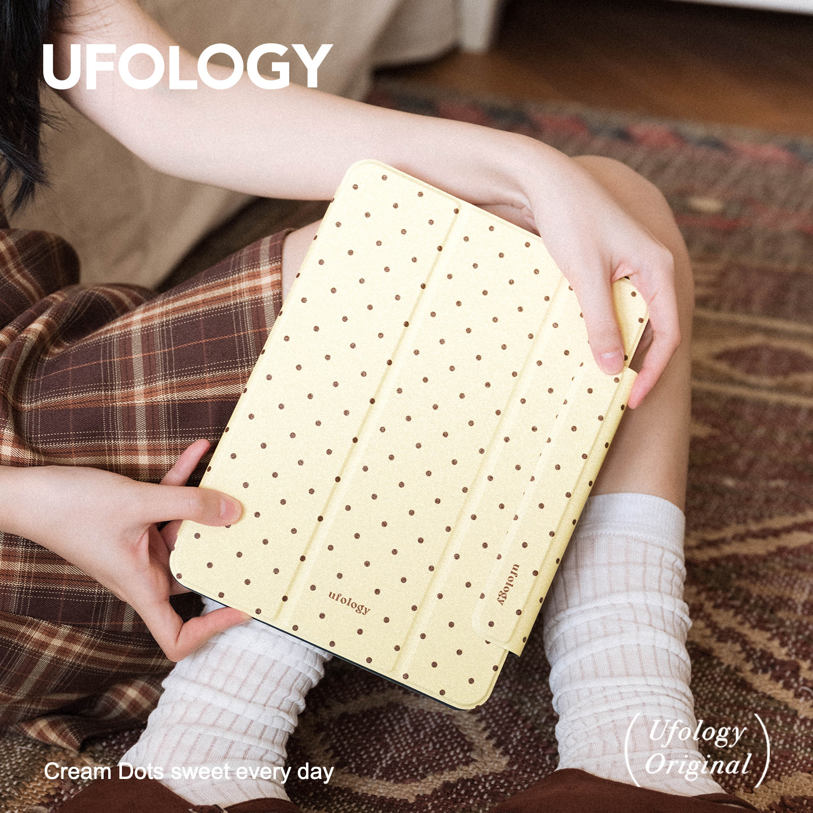 Ufology原创适用ipadair4/5/6/7/8保护壳pro11寸平板mini6/7保护套磁吸全包笔槽13寸苹果8/9/10/11代黄色波点