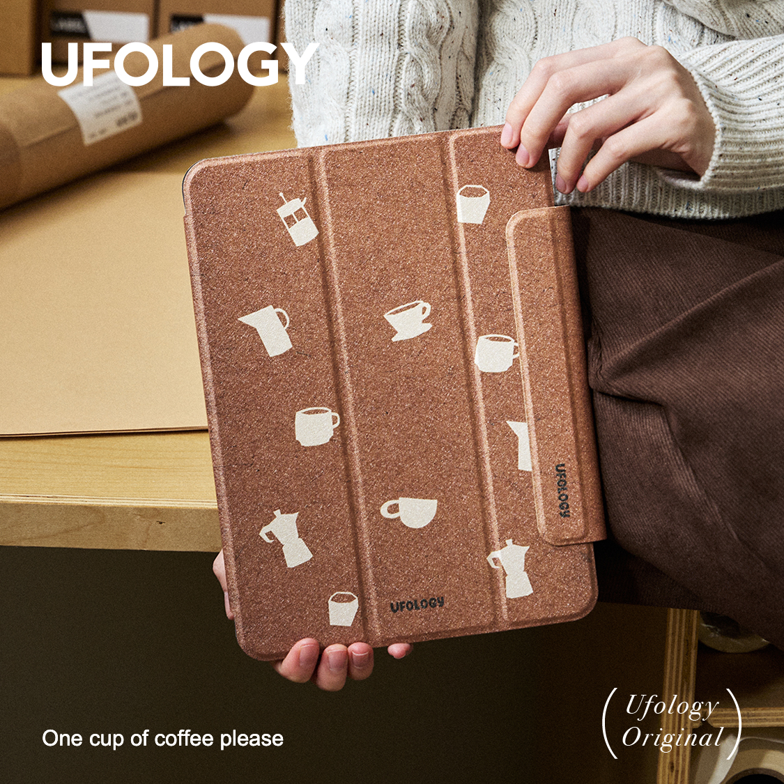 Ufology原创适用ipadair6保护壳pro11寸平板mini6保护套air4/5磁吸全包air3笔槽13寸苹果7/8/9/10代咖啡