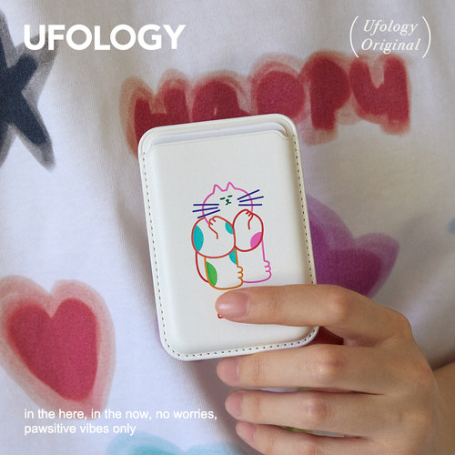 Ufology原创设计磁吸手机卡包适用苹果magsafe卡套插画线条猫咪
