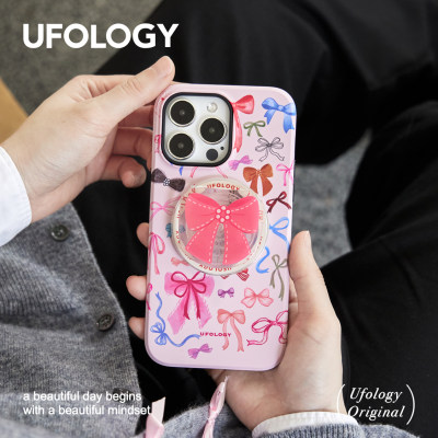 Ufology原创磁吸春天适用iPhone15promax手机壳14pro苹果13蝴蝶结12全包11二合一菲林xsmaxr支架卡包新款