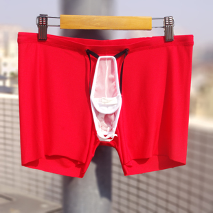 吻虎马年新年红平角承托式男内裤一片式莫代尔裤新款无痕平角裤