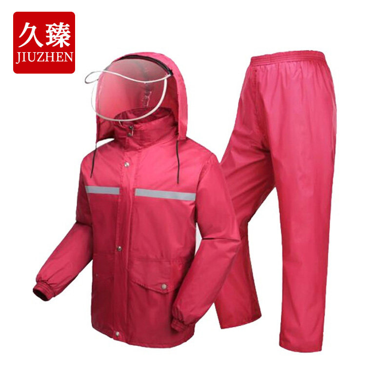 安全双帽檐分体户外电动车雨衣