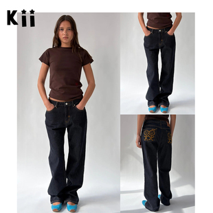 Kii买手店现货Urban Sophistication火柴人刺绣后口袋直筒牛仔裤