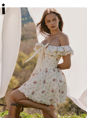 《鹦鹉梨严选》0433 House of CB棉质一字肩束身迷你连衣裙Jaide