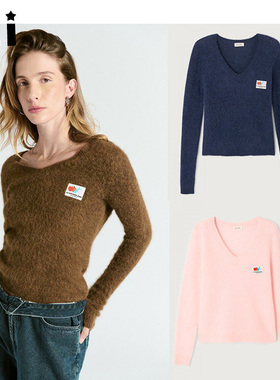 Kii现货Amercian Vintage 毛衣25秋冬羊驼毛V领针织上衣女Nenybay