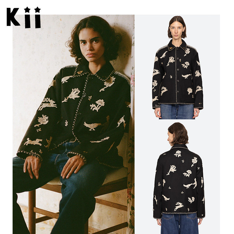 Kii美国正品Sea New York 外套25秋针织毛混纺刺绣贴花夹克Mika