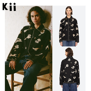 Kii美国正品Sea New York 外套25秋冬羊毛混纺刺绣贴花夹克Mika