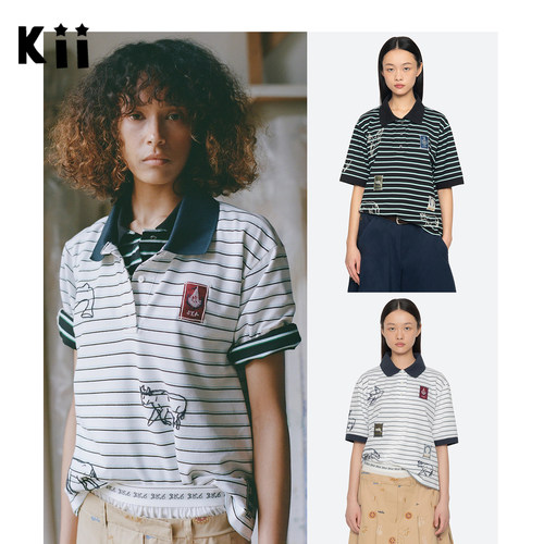Kii美国在途Sea New York条纹刺绣26新宽松半袖Polo衬衫 Winslow