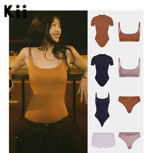 Kii正品现货折扣Skims连体衣Jennie李菲儿同款吊带短袖上衣短裤