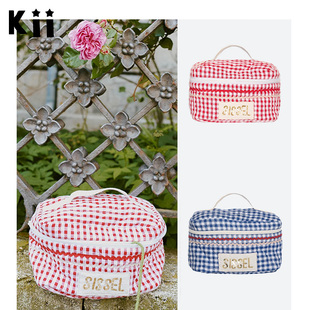 Kii丹麦正品Sissel edelbo 粉色有机棉全衬里收纳拉链封口化妆包