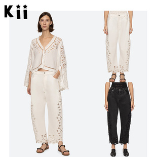 Kii美国购 Sea New York刺绣孔眼蕾丝拼接松紧后腰牛仔裤Cavina