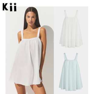 Kii美国正品Skims卡戴珊Cotton Voile系列棉质吊带连衣裙短裙女