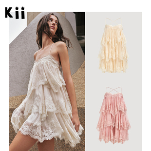 Kii澳洲正品 蕾丝后绑带多层吊带连衣裙迷你裙 在途Aje短裙26年秀款