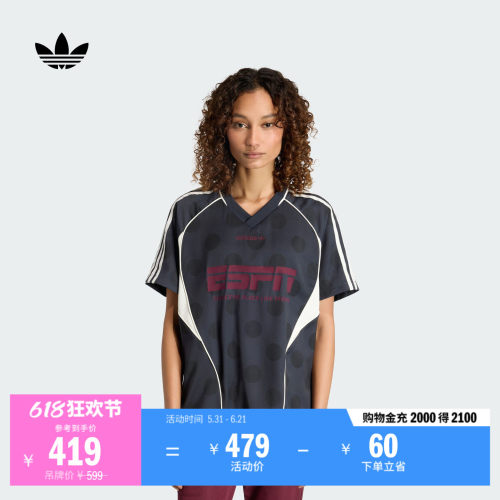 阿迪达斯三叶草女波点短袖T恤