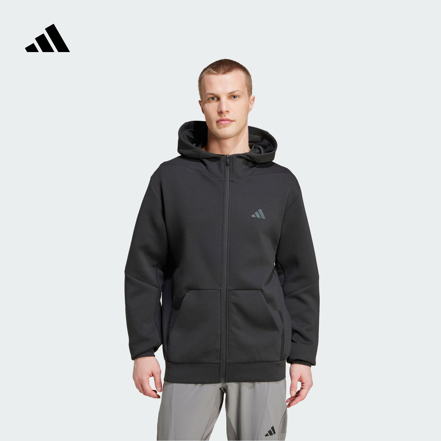 阿迪达斯男速干舒适连帽夹克外套