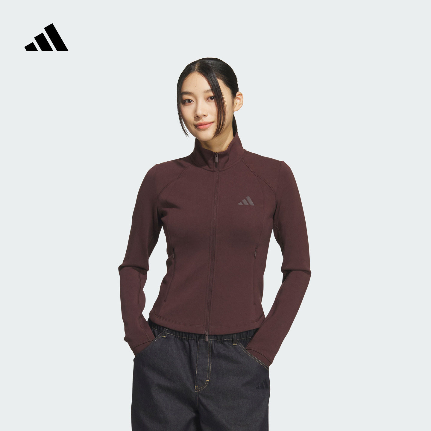 金晨同款SOFT LUX轻柔雅 修身版休闲外套女adidas阿迪达斯轻运动