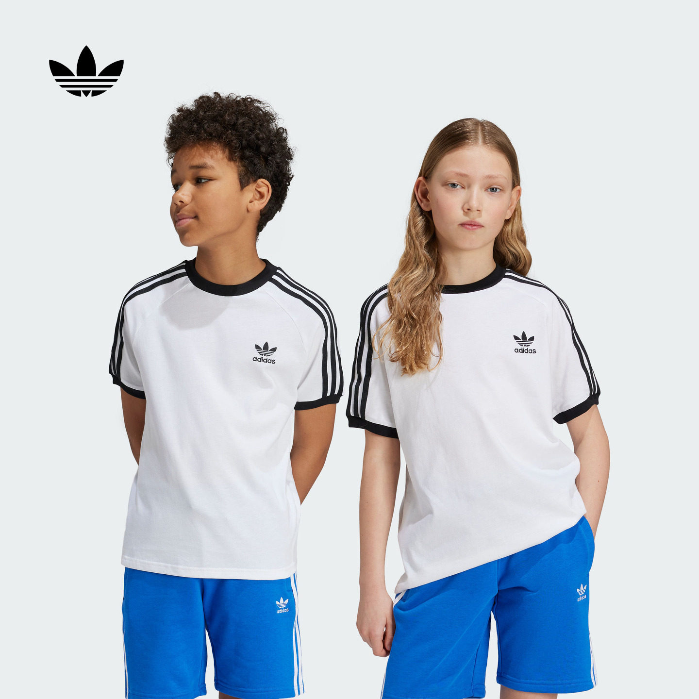 大童三条纹圆领短袖T恤儿童夏季adidas阿迪达斯官方三叶草