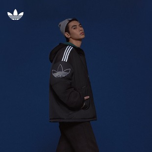 adidas阿迪达斯官方三叶草IU4785 舒适运动保暖连帽棉服男装